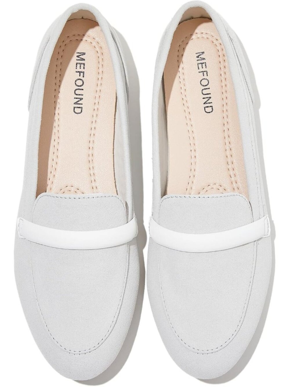 Women's Light Grey Comfortable Faux Leather Slip on Loafer Ballet Flat Shoes